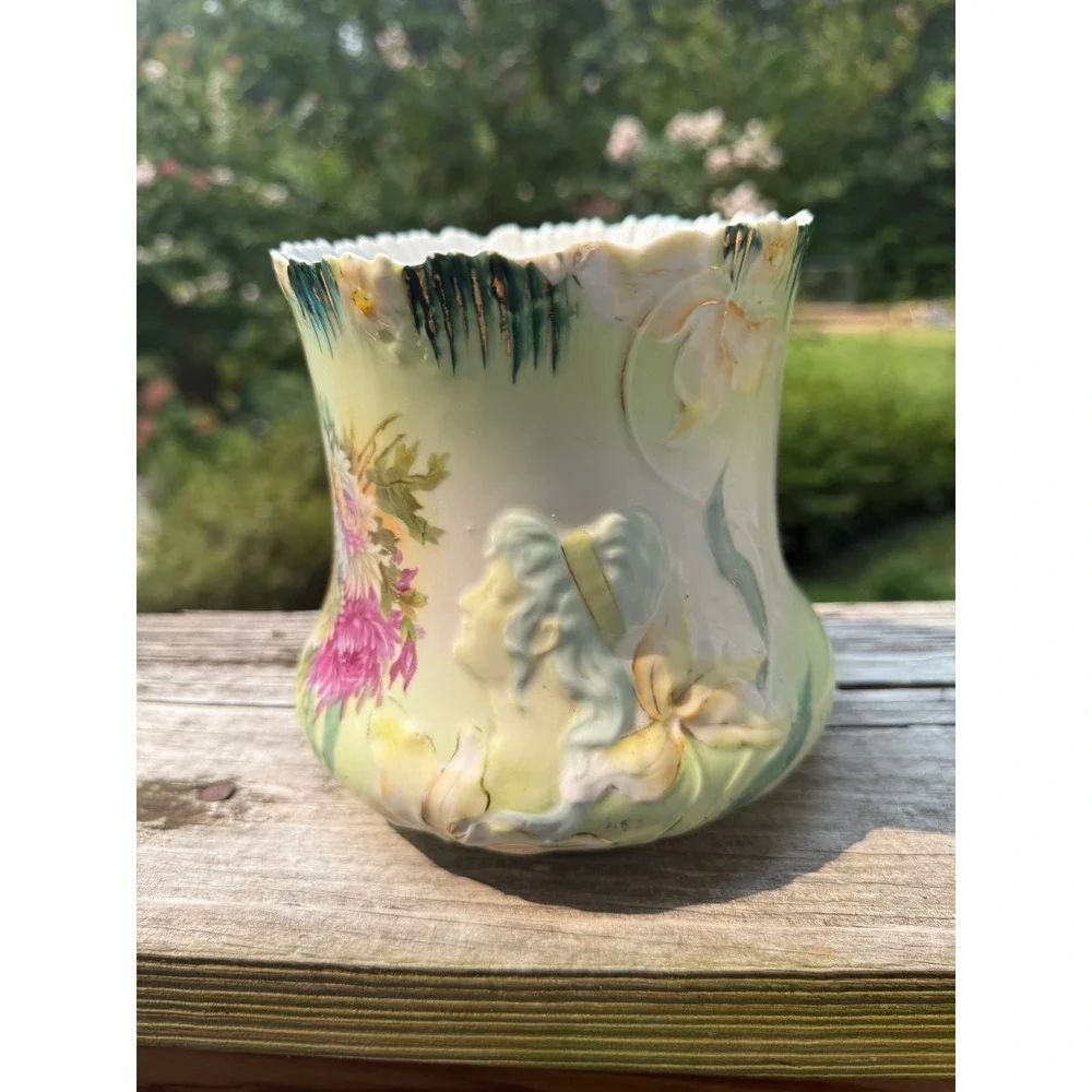 Antique R.S. Prussia Double Hidden Image Cracker biscuit Jar Porcelain No Lid